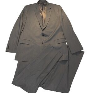 Stafford Suit Mens 48L Gray 2 Piece Wool Blend Flat Front 42x32 Classic